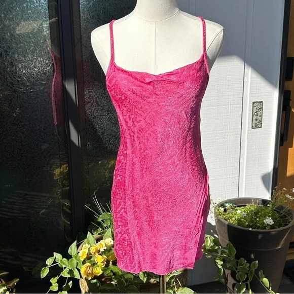 Zara Hot Pink Snakeskin Strappy Open Back Mini Dress - Picture 2 of 12